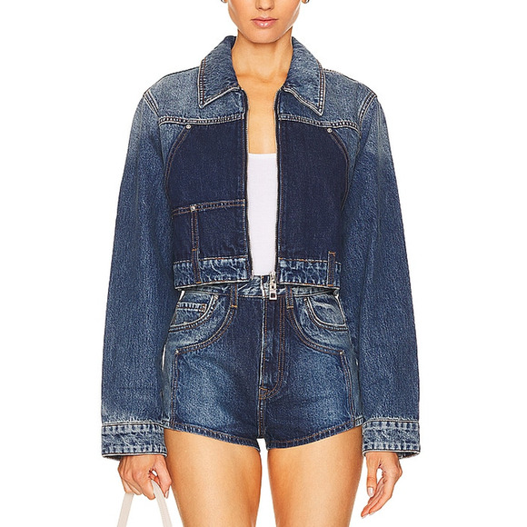 Grlfrnd Two Tone Blue Avery Denim Jacket Size XS NWT